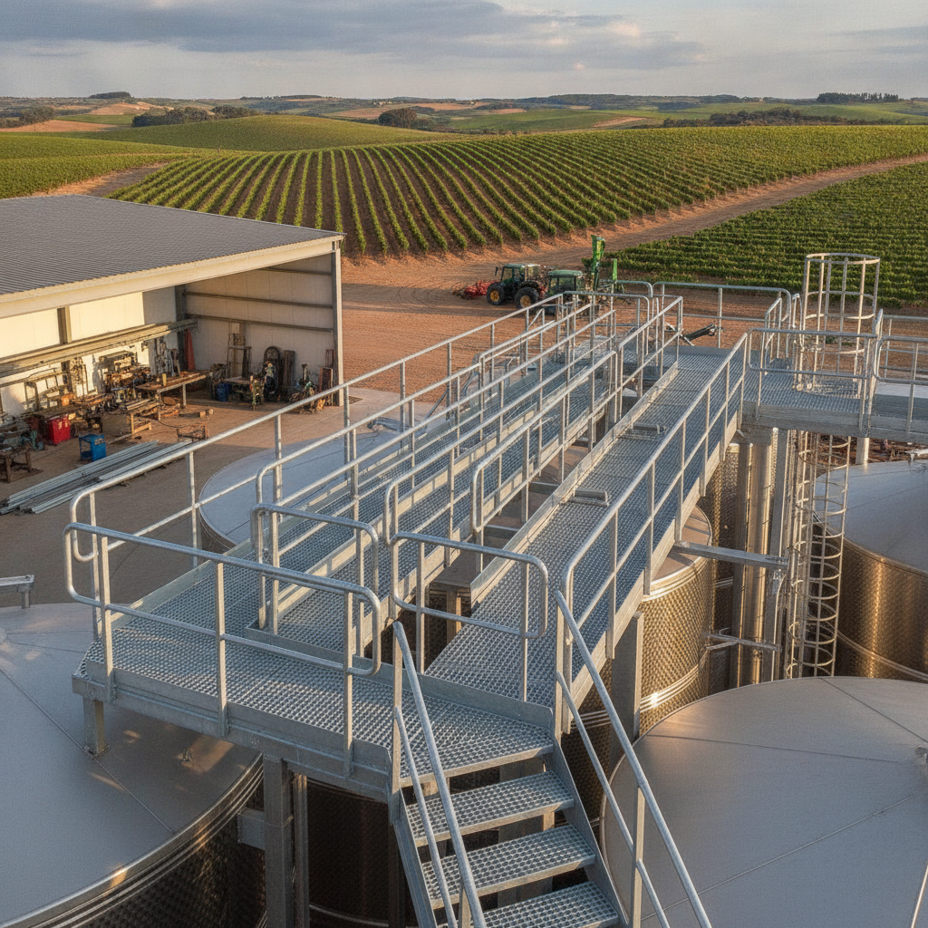 Barandillas, escaleras y plataformas seguras para bodegas