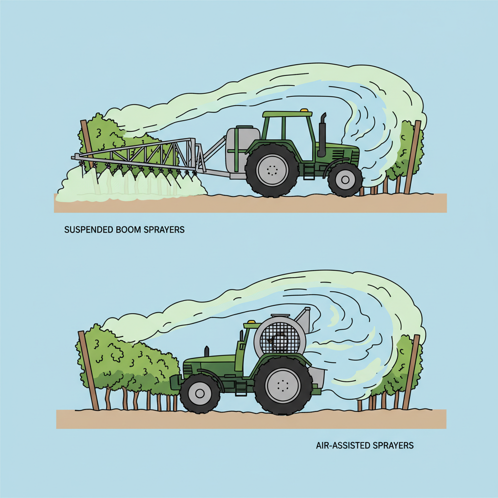 Pulverizadores para viña: Barras suspendidas vs. dirigidas por aire. ¿Cuál es mejor para tu cultivo?