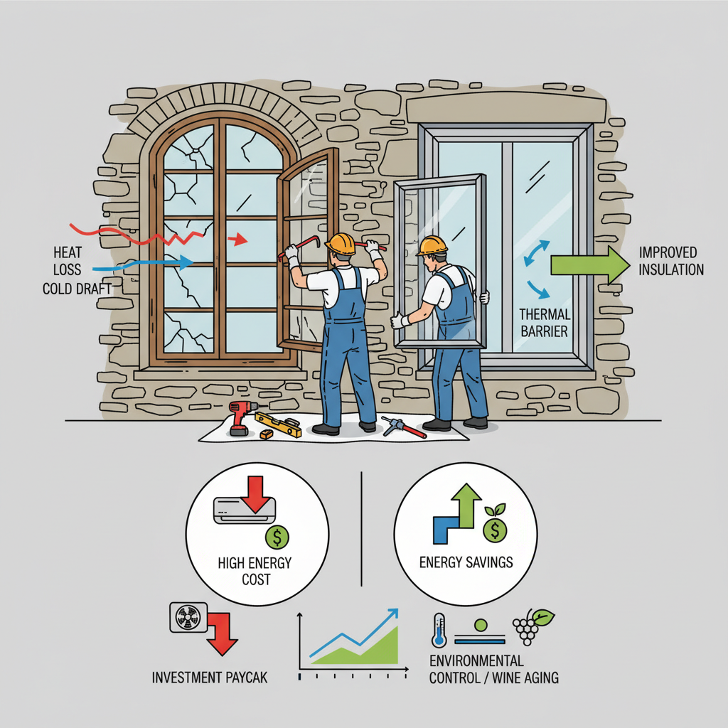 Sustitución de ventanas antiguas por aluminio: Mejora la eficiencia energética de tu bodega
