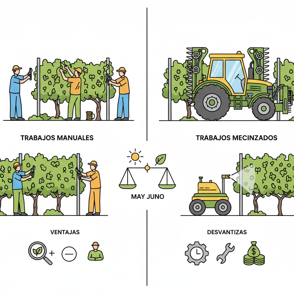 Trabajos Manuales vs. Mecanizados en el Viñedo Durante el Máximo Crecimiento